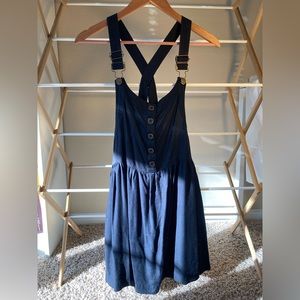 Kimchi Blue overall mini dress in navy blue